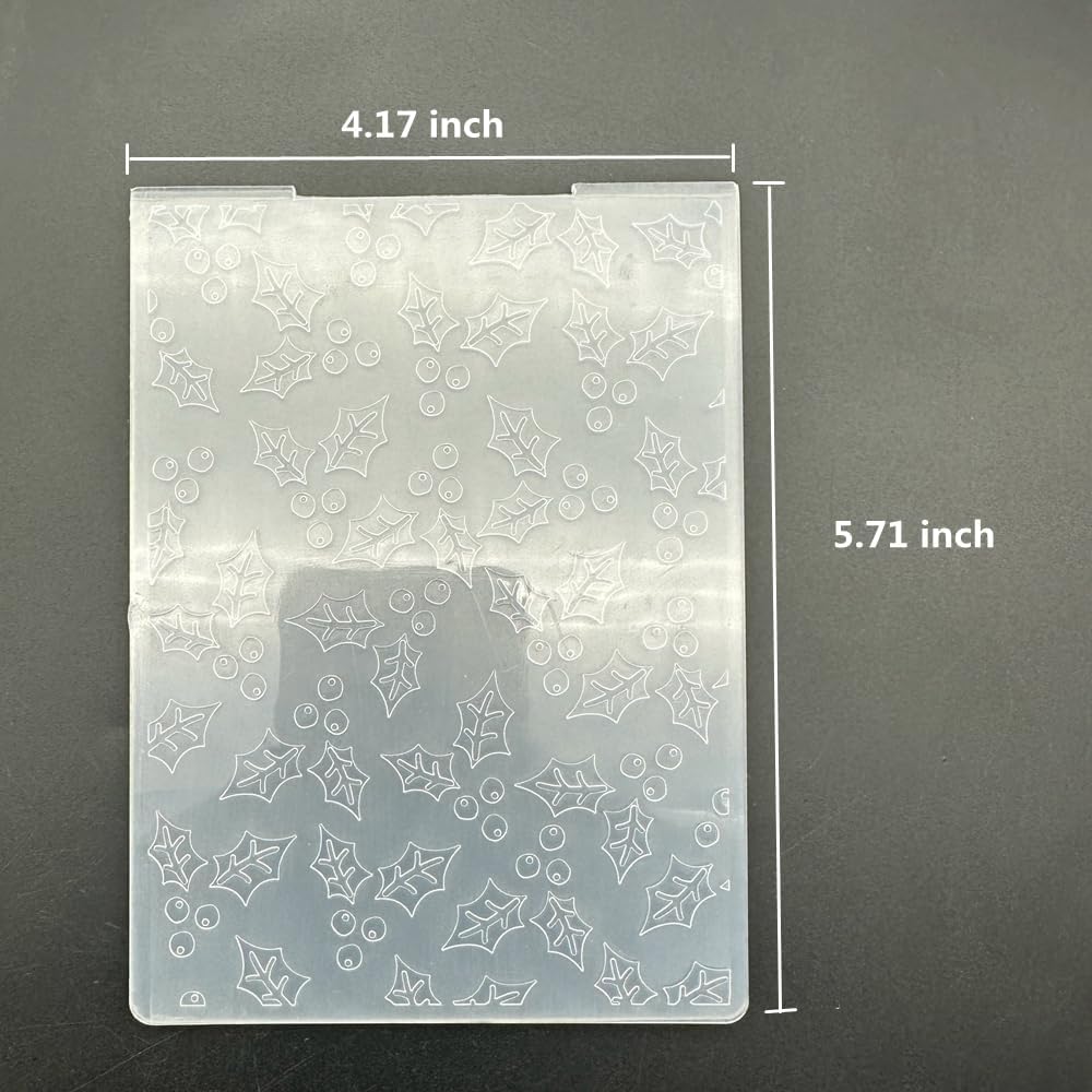 3D Plastic Embossing Folder Template Christmas Holly Leaves and Fruits Texture A6 Size for Card Making DIY Scrapbooking Paper Crafting Handmade Crafts Scrapbooking Arts Supplies Scrapbook Decor