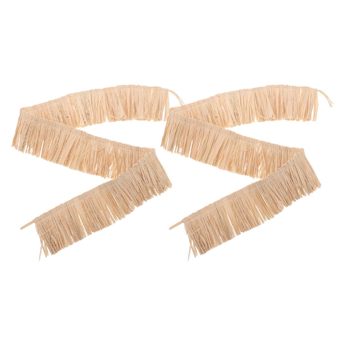 Cinta de paja de rafia natural hecha a mano con flecos decorativos para fiestas y diy