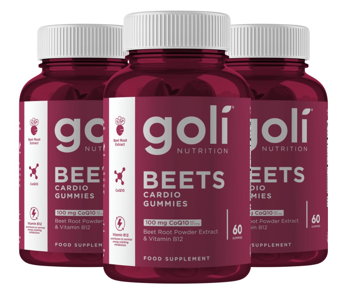Goli Nutritional Supplement, Beets Cardio Gummy, 180 Count (3 Pack of 60), 100mg CoQ10 & Beet Root Extract - Gluten-Free, Vegan, Non-GMO, and Gelatin-Free. Nature's Great Superfood