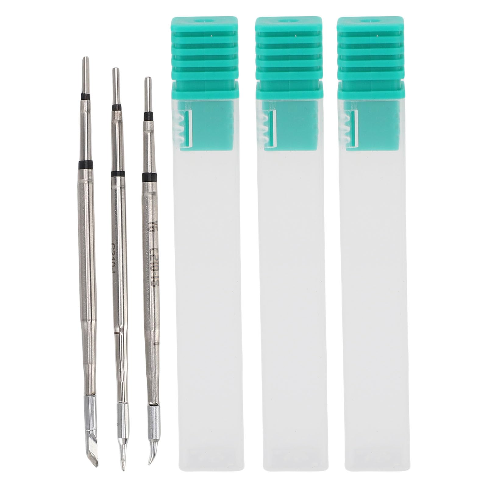 C210 Souder en Fer Tive pour JBC Sugo Aifen Quick T210 T26 A9 Station de Soudage, 3PCS Cutter Shaped + Pointu + Bent Tip Remplacement avec Boîte de Rangement