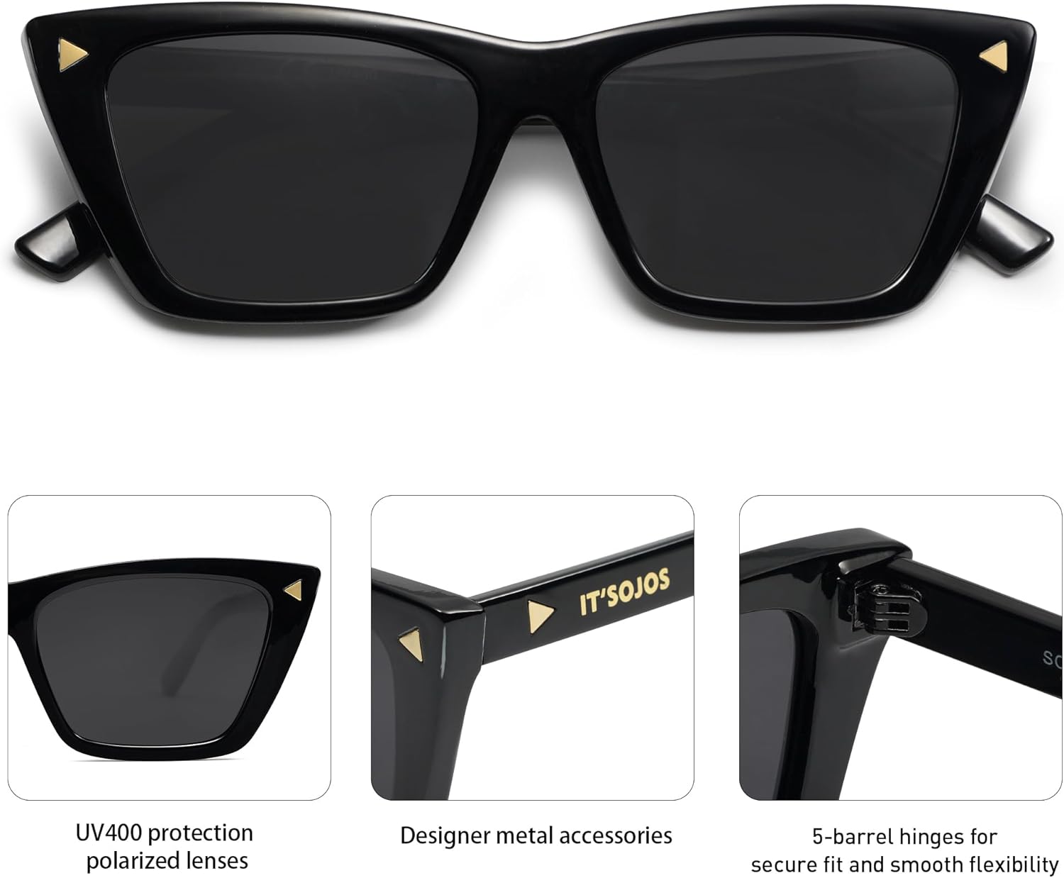 SOJOS Trendy Sunglasses Womens Cute Cat Eye Polarized Square Women Designer Shades SJ2297 - Image 4