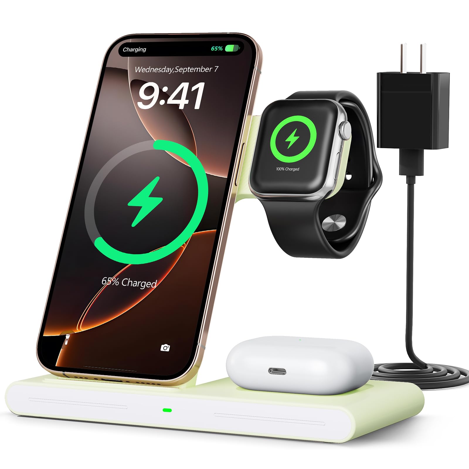 RYND 2026 Travel Portable Wireless Fast Charger for Apple & Android Charging Station,3 in 1 Charging for iPhone17 16 15 14 13 12,Apple Watch Series & Air pods 4 3 2 Pro,Samsung Galaxy — view 9