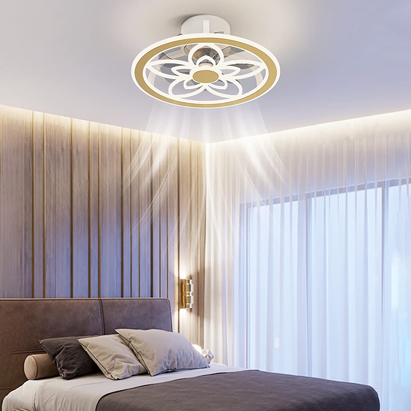 Ventilateur de plafond avec télécommande 3 vitesses pour chambre à coucher