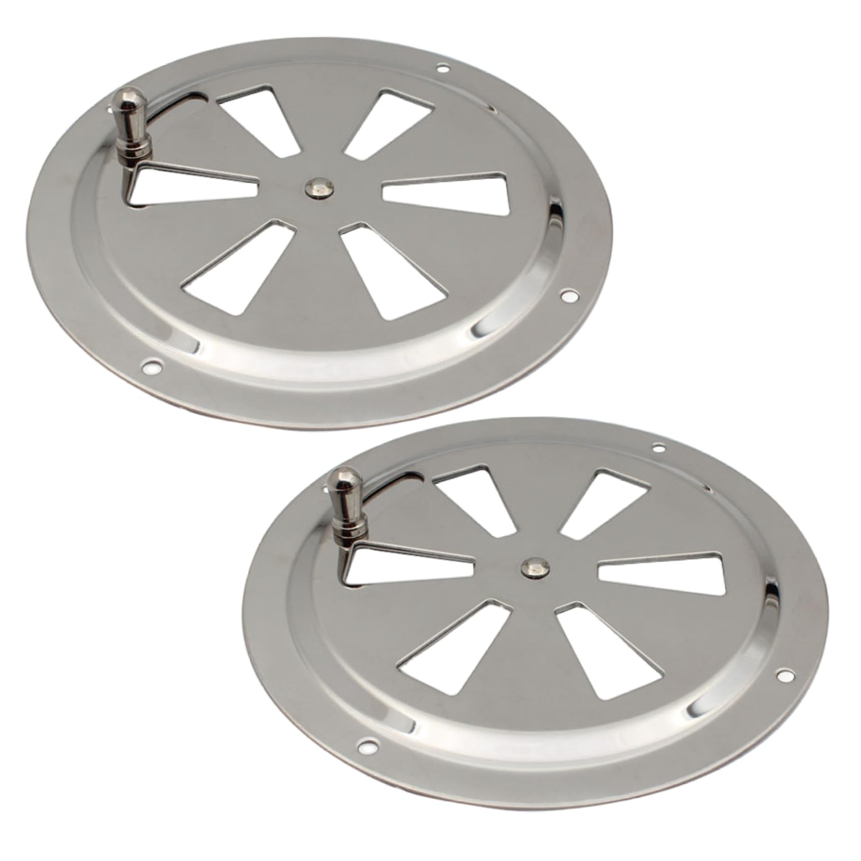 Hbbgdiy Silver 2Pcs Ventilation Grille 5 Inch Stainless Steel Adjustable Air Vent Cover With Round Lockable Gill Plate For Boat, Yacht, House, Kitchen And Bathroom Wall