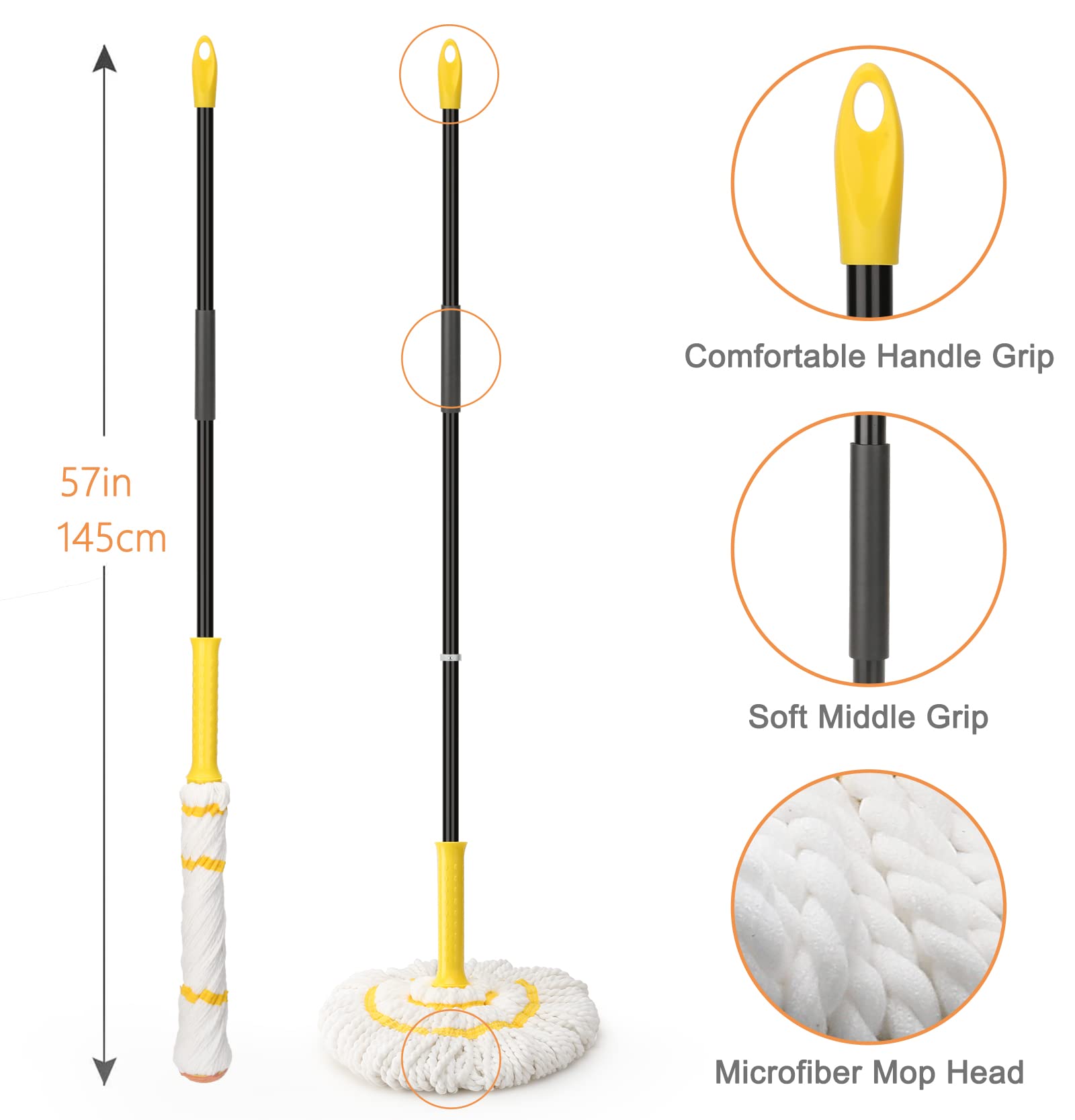 Opvouwbare Mop Emmer en Ijsemmer-5L (1.3 Gallon) Huishoudelijke Reiniging Siliconen Stof Mops Emmer zonder Wringer Set, Draagbare Badkamer Schoonmaak Benodigdheden Emmer voor Reiniging Caddy Spin Mops