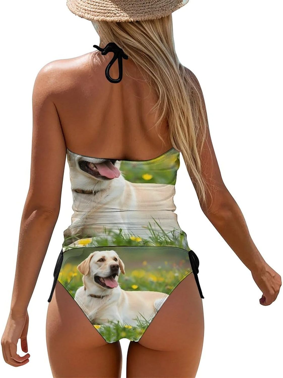 Labrador Retriever Dog Lazy Time Novelty Women's Swimwear Set 2 Pcs Tankini String Swimsuits Bathing Suits