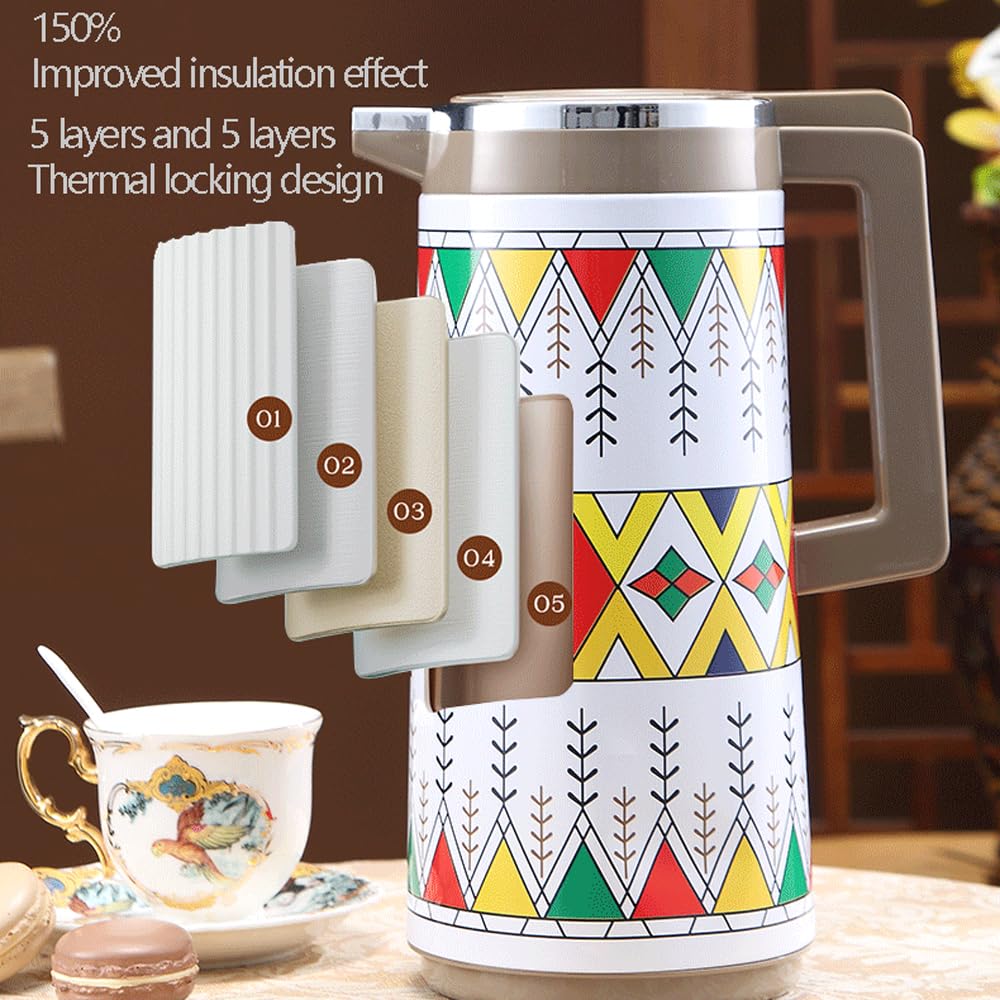 Termo vintage para restaurante, ligero, botella de agua para el hogar, escritorio de recepción para contener líquidos calientes y fríos, botella de agua de 64 onzas, termo de café de gran