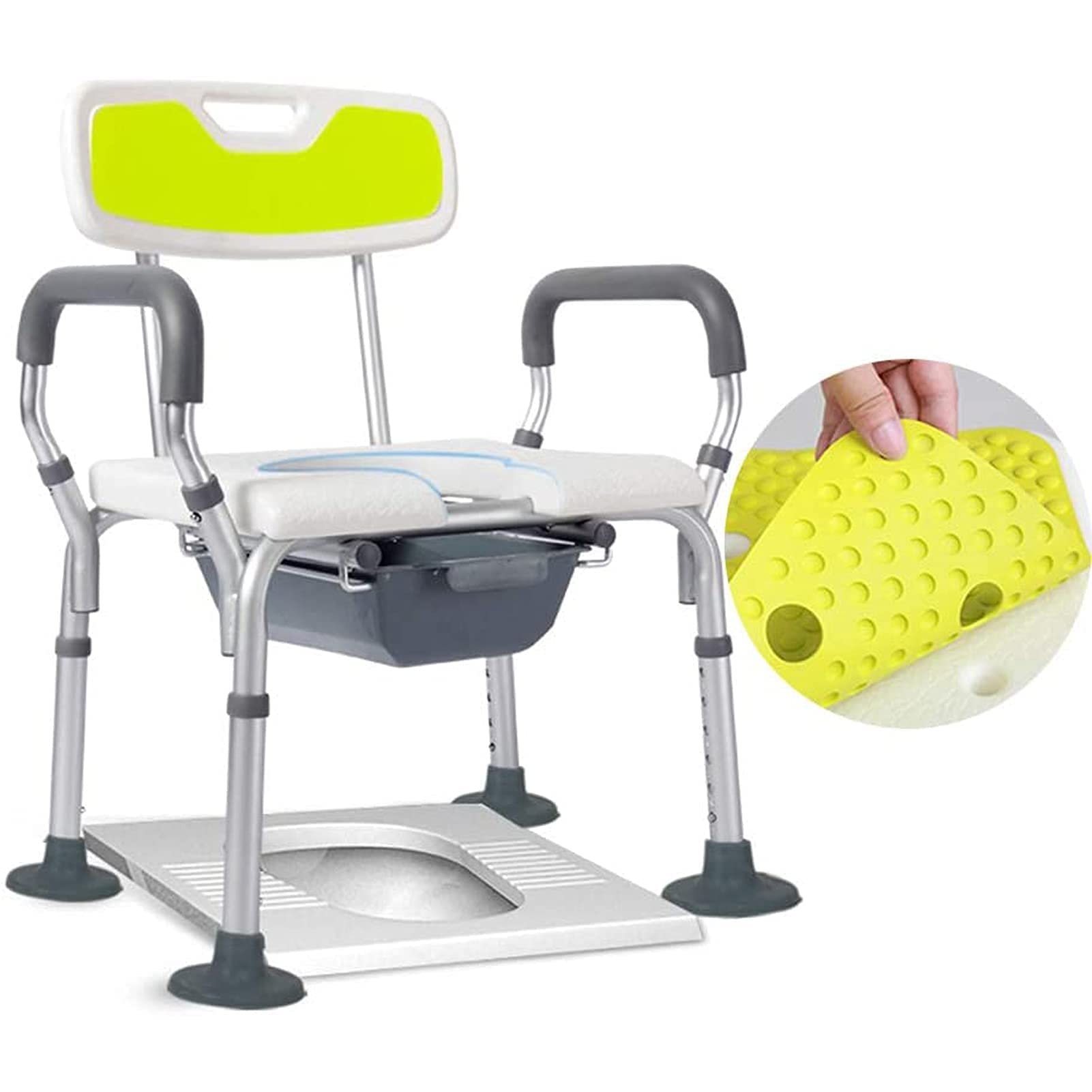 Chaise de douche réglable en hauteur avec assise en U pour seniors et PMR