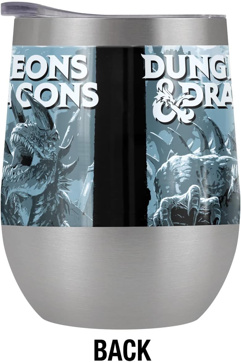 Dungeons & Dragons OFFICIAL Tarrasque 12 oz Stemless Tumbler, Stainless Steel Travel Cup|Lake Tumbler|Insulated with Leak Resistant Slide-Lock Lid