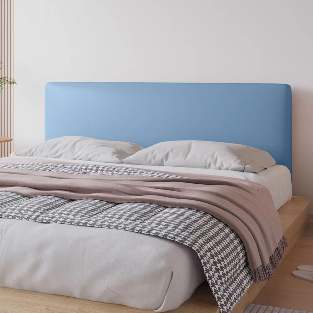 TLMQYXZE Soft Faux Leather Headboard Cover Stretch All-inclusive Tight Wrap Bed Head Cover Solid Color Bed Back Protector Cover For Super King/Double/Single Bed(Blue,140-170cm)