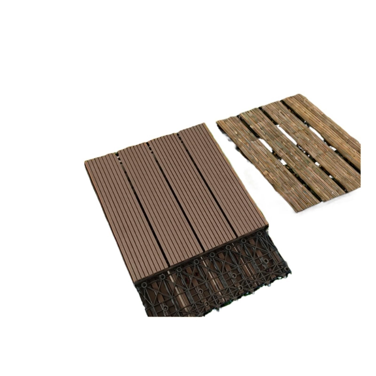 (11 piezas) Terraza exterior de WPC for bricolaje: piso compuesto de madera entrelazada for exteriores, ecológico, anticorrosión y a prueba de rayos UV(Brownish red)
