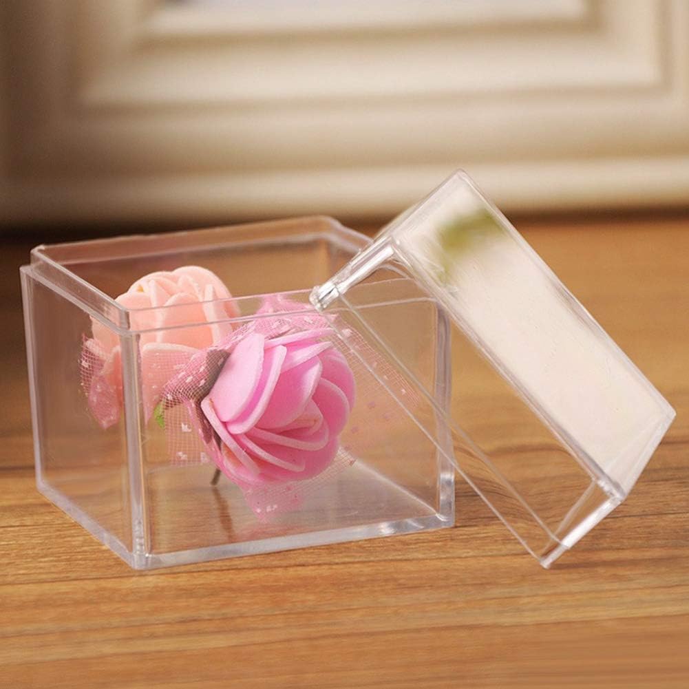 Beads Storage Containers,12 Pack Small Plastic Box with Hinged Lid,2x2x2 Inchs Square Clear Containers Box Case for Pills Herbs Tiny Bead Earring Jewerlry Finding and More
