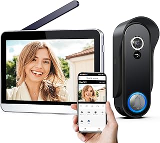 7 Zoll WLAN Kabellose Video Türsprechanlage mit Kamera,Vollständiger Touchscreen,1080p HD,Bewegungssensor(PIR),160° Weitwinkel-Kamera,Snapshot,Nachtsicht,Drahtlose Türklingel,Tuya APP