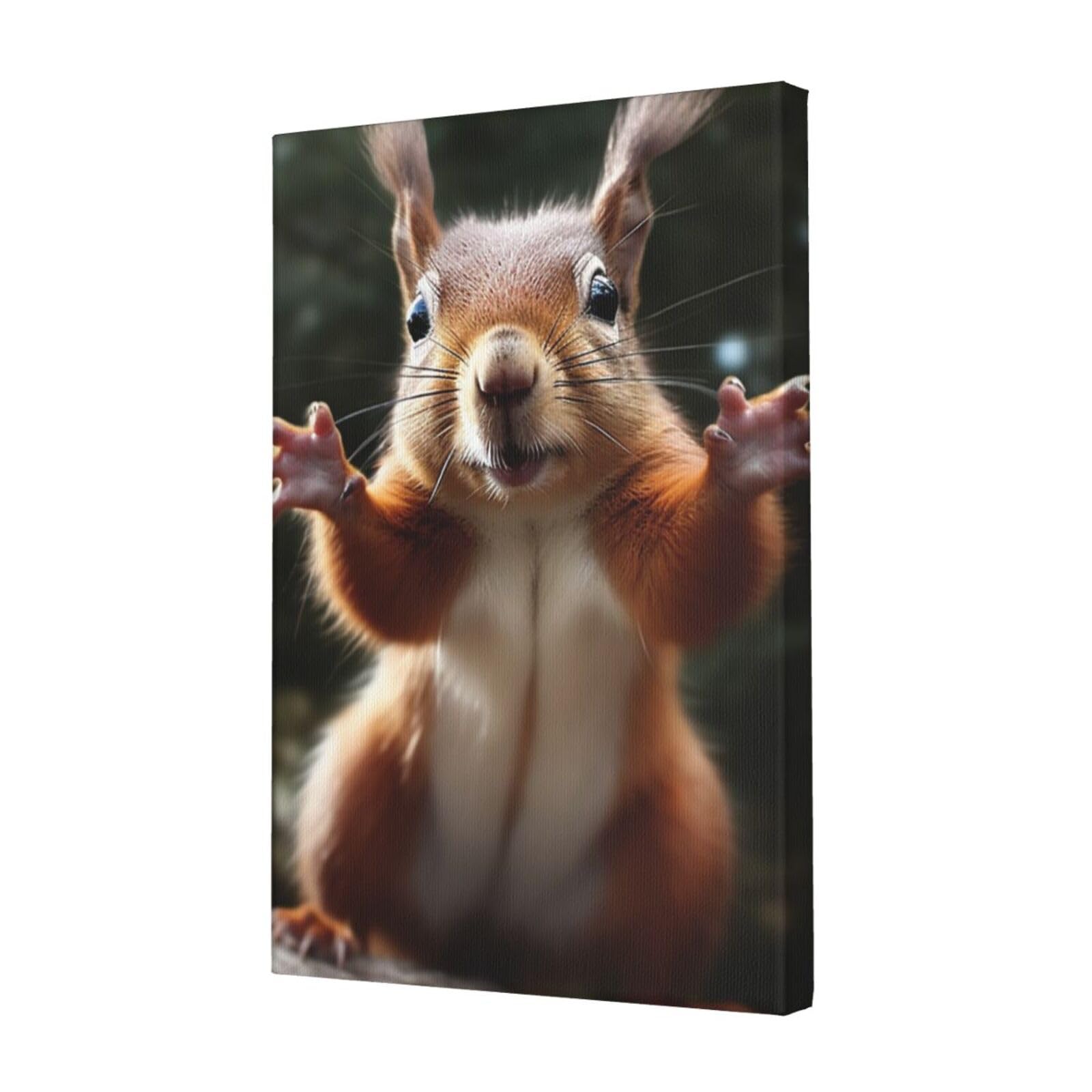 KLOPH Squirrel Funny Animal Canvas Wall Art for Living Room 12"x18" Modern Artwork Painting for Bathroom Hanging Canvas Prints Aesthetic Wallart for Bedroom Kitchen Office Wall Decor
