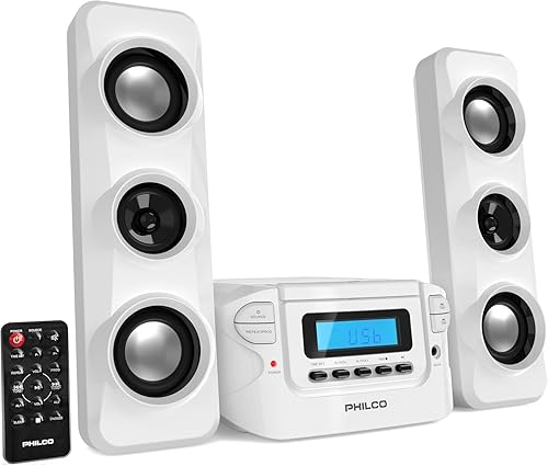 Miniatura 9 de Philco Sistemas de estantería estéreo Sistema compacto de estante de CD con radio estéreo digital FM, Bluetooth inalámbrico y control remoto en Oro
