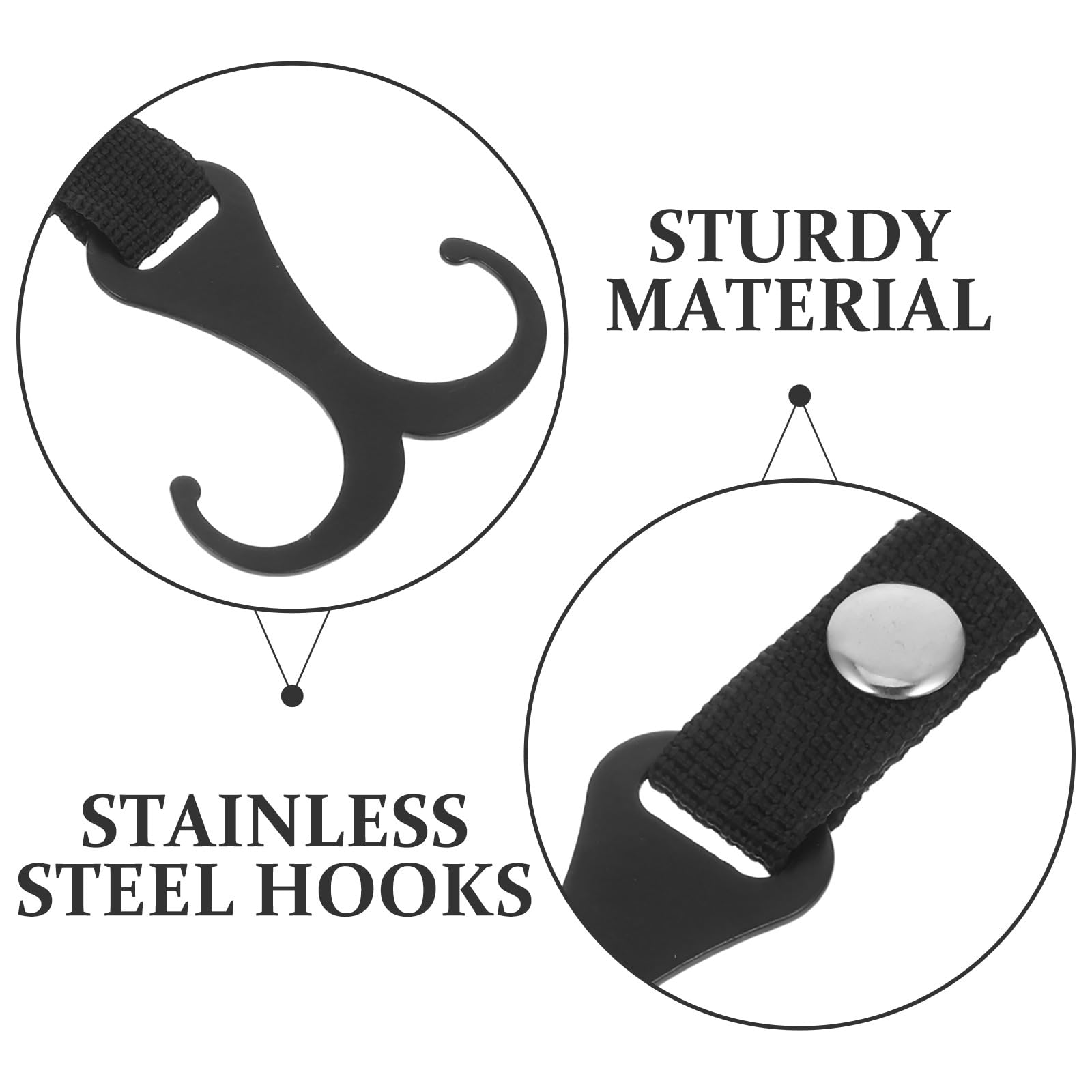 2Pcs Stroller Clip Hooks Stainless Steel No Punching Pram Wheelchair Bike Handlebar Hangers for Shopping and Travel — view 3
