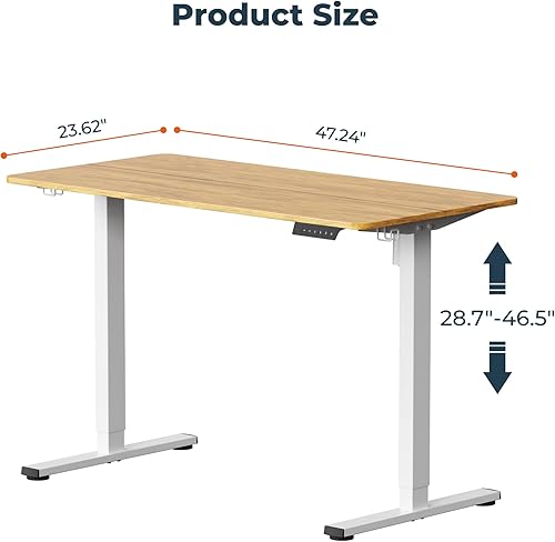 Miniatura 3 de FitStand Escritorio de pie ajustable con tabla de escritorio de pieza entera, escritorio eléctrico de pie de 44 x 24 pulgadas, escritorio de oficina