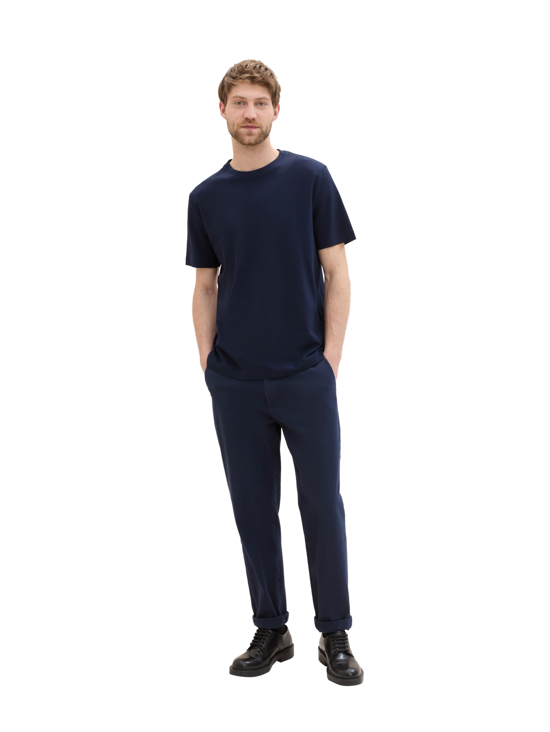 TOM TAILOR Herren Klassisches T-Shirt mit Piqué-Struktur, sky captain blue, S – Ansicht 2