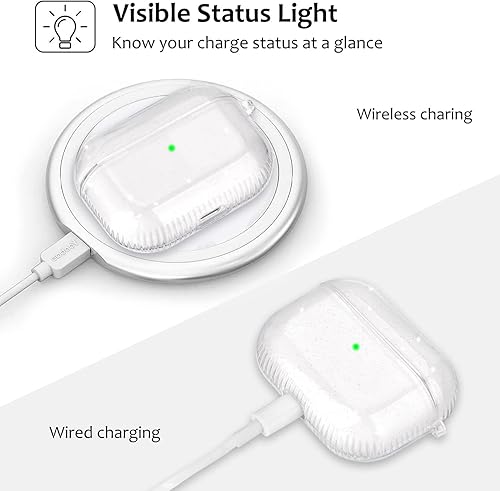 Vista 38 de KOREDA Funda para AirPod Pro de 2ª/1ª generación, funda protectora transparente de TPU suave y transparente a prueba de golpes, diseñada con llavero