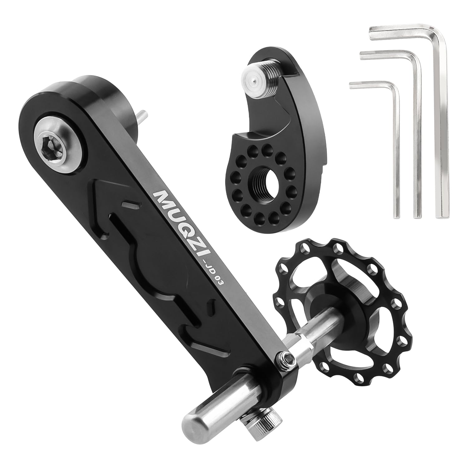 Catena Singola per Bicicletta, Tensionatore Regolabile in Lega di Alluminio per MTB e Bici da Corsa, Nero