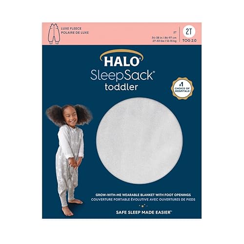 Miniatura 3 de HALO Saco de dormir para niños pequeños, manta de forro polar de lujo, TOG 2.0, gris, 3T