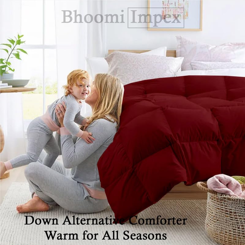 Image of Down Blanket, Extra Lightweight Summer Comforter for Double Bed | 100 GSM Ac Comforter Super Soft Fluffy ComforterDouble Bed Comforter | Dohar | Duvets |Soft Microfiber Fabric (100 GSM, Red)