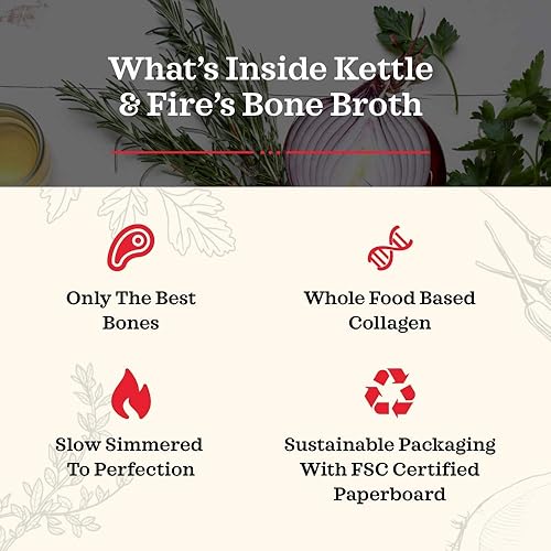 Miniatura 55 de Kettle & Fire - Caldo de hueso de pollo, orgánico, rico en colágeno, 479 g (16,9 onzas), 1 unidad