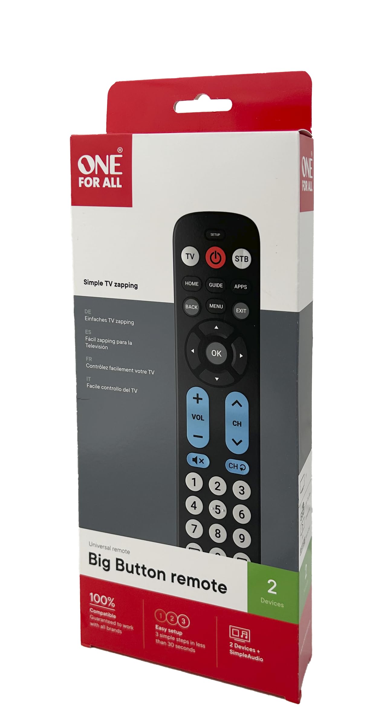 One For All URC6821 Universal remote control Big Button Remote Infrared