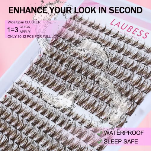 Image of Brown Lash Clusters Kit Soft Thin Band Wispy Eyelash Clusters Short Individual Eyelash Extensions with Lash Bond and Seal Tweezers (Kit Brown Natural 01 /02-0.07D-8-14mm)