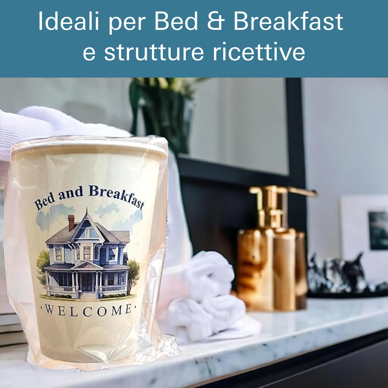 Generico Mecup Vasos desechables de papel envueltos individualmente Taza desechable bebidas calientes y frías para hotel o b&b (800, B&B)