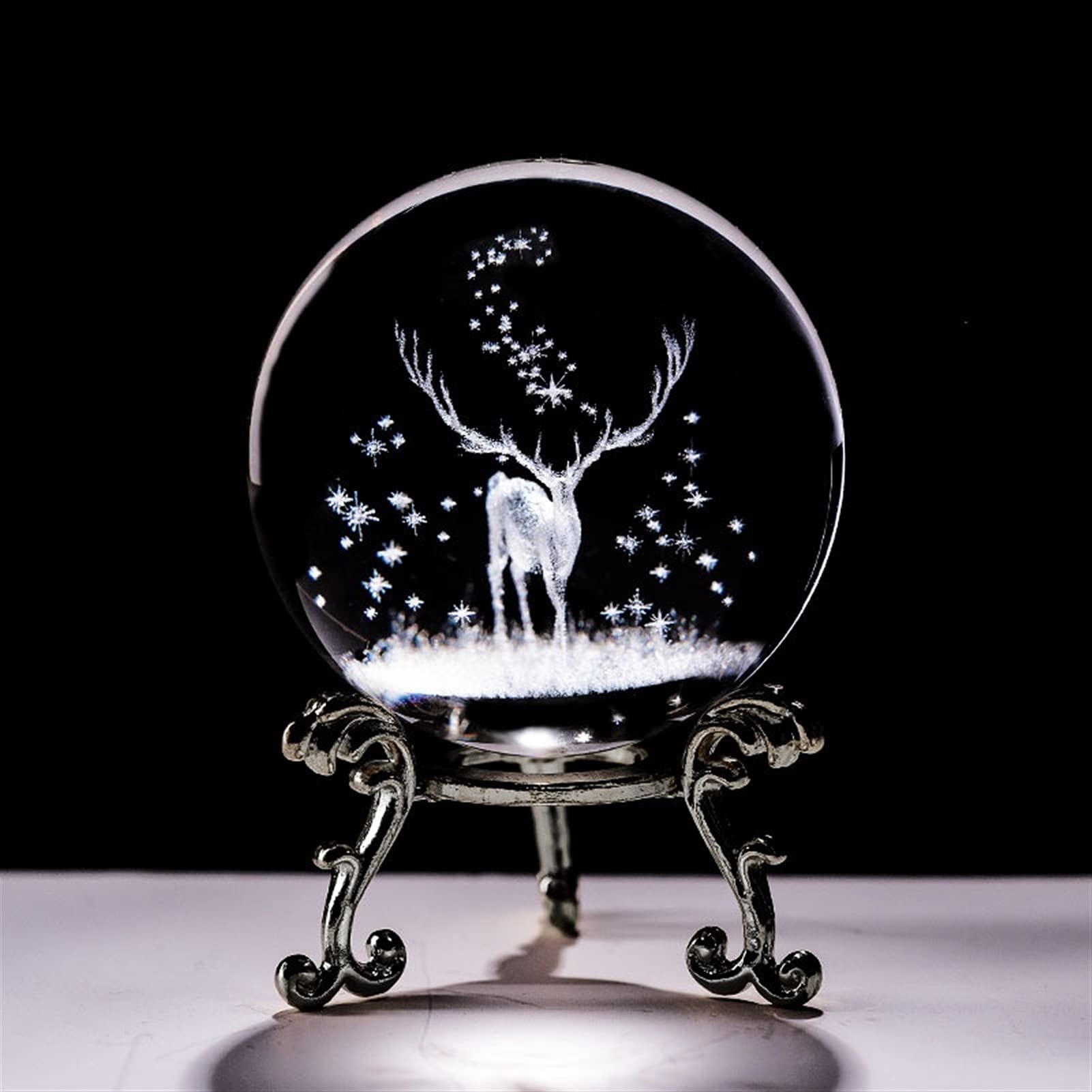 Boule de cristal 3D avec gravure laser de wapiti miniature pour decoration