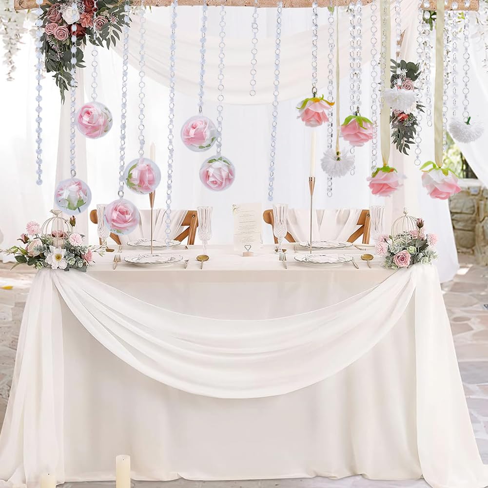 12 set di Portacandele Da Appendere Centrotavola Da Appendere per Matrimonio con Ghirlanda di Cristallo Acrilico Anelli di Rose Artificiali Decorazioni per Soffitto Fai Da Te Kit di Sfere Por