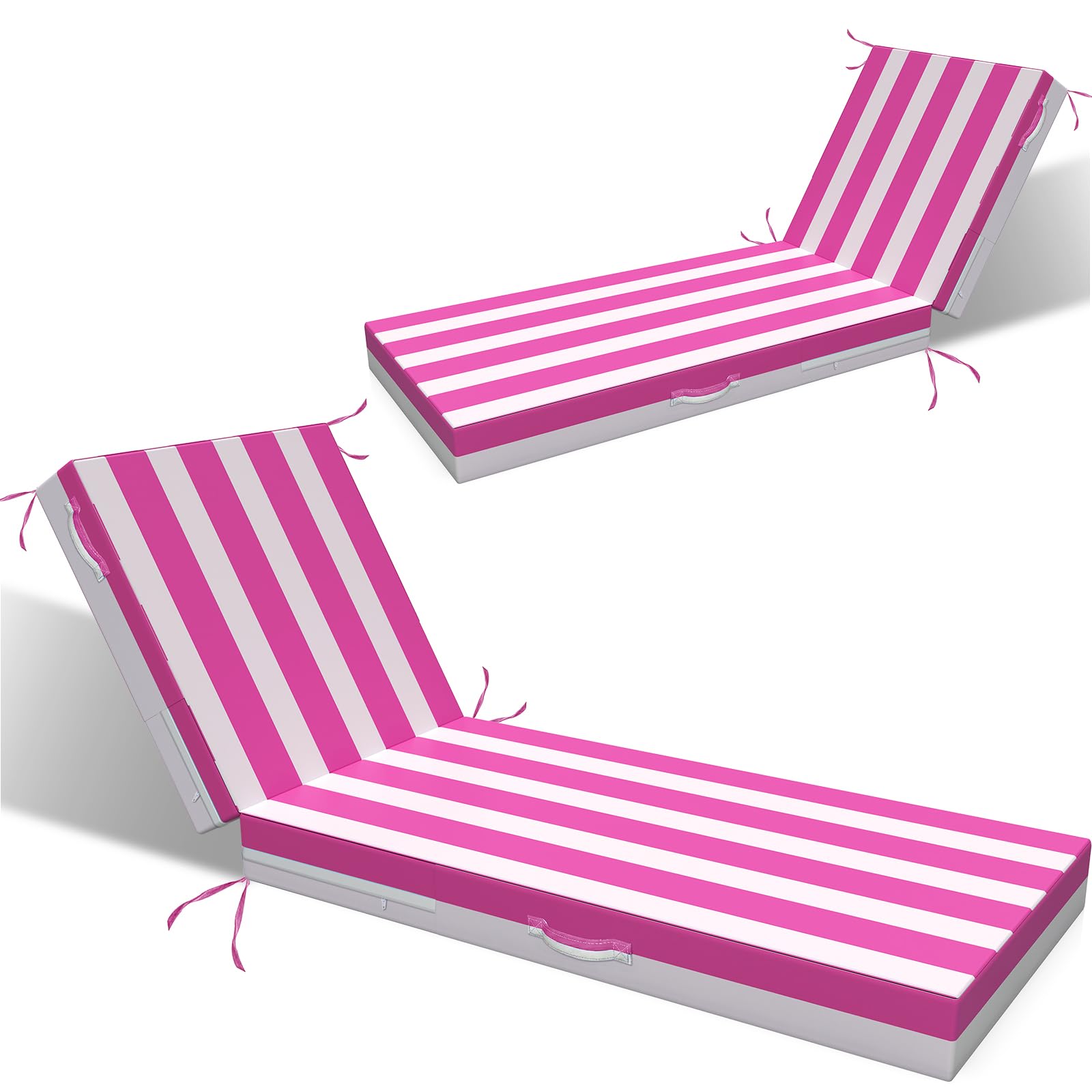 L'AGRATY Outdoor Lounge Chaise Cushion: 72x21x3 Inch Waterproof Lounge Chair Cushion for Outdoor Furniture with Fade Resistant Removable Cover - Patio Cushions for Pool Lawn Deck(2Pcs)