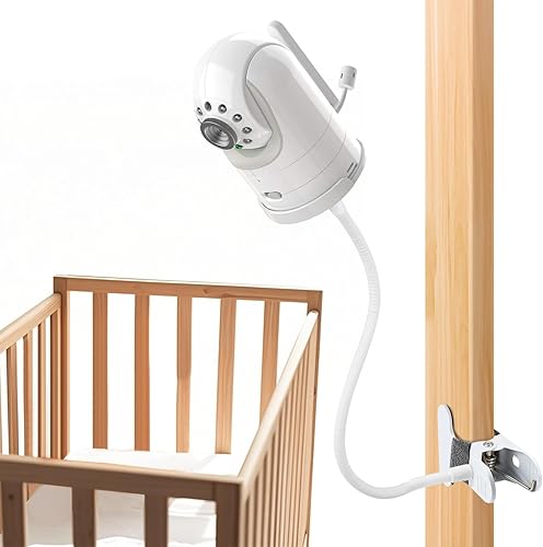 Soporte de clip flexible compatible con Baby Optics DXR-8 y DXR-8 PRO Video Baby Monitor para cuna, soporte de cámara de bebé con brazo de cuello de