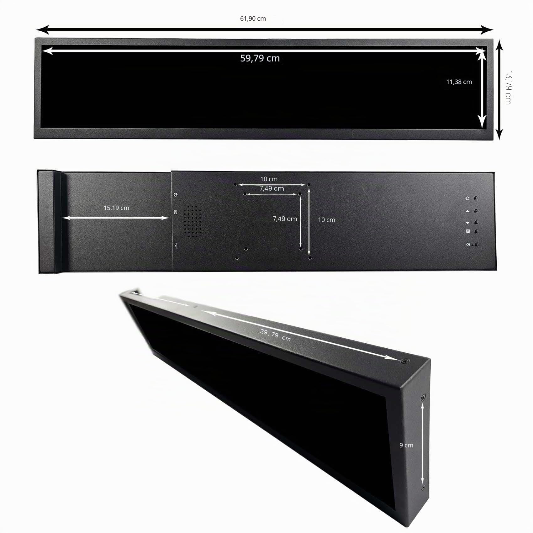 VSDISPLAY Monitoraggio IPS, schermo LCD a barra larga 1920x360 da 24 pollici