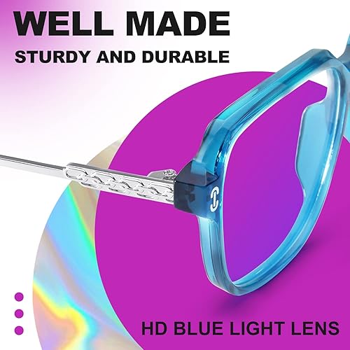 Miniatura 5 de VISOONE Gafas de bloqueo de luz azul de gran tamaño con marco cuadrado elegante TR90 y patillas de metal para mujeres y hombres REMY