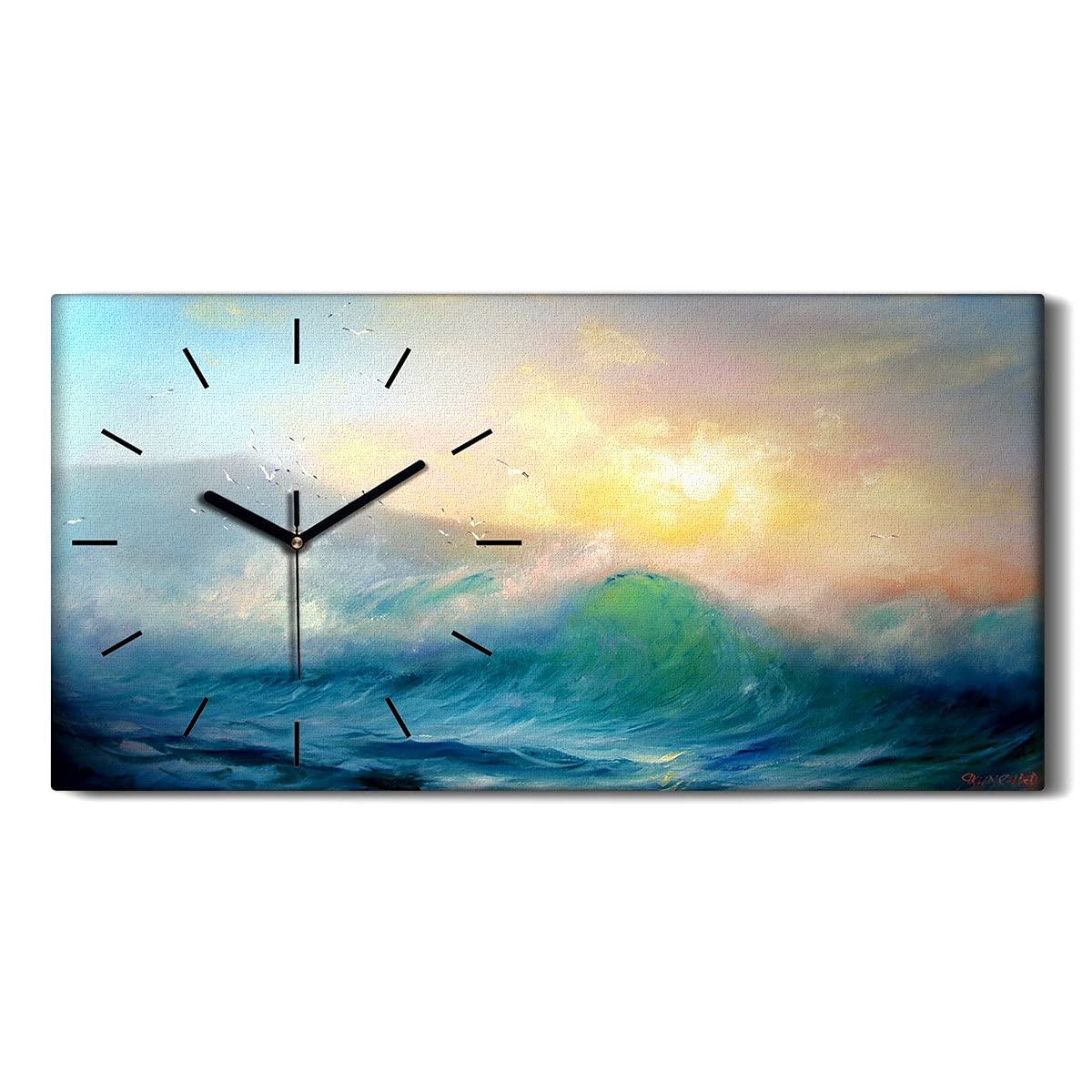 Art Mural Salon et Chambre Horloge Paysage Surf en Toile Tableau Moderne