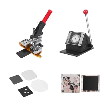 Enchantia 2in Acrylic Photo Magnet Machine with 1000 Pieces of Consumables, DIY Refrigerator Magnet Decoration, Package B
