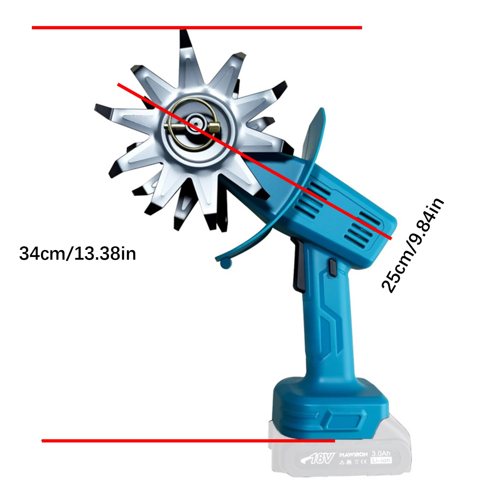 Cultivador de jardín inalámbrico para batería de 18 V y 21 V (no incluida), herramienta de deshierbe y pérdida de tierra