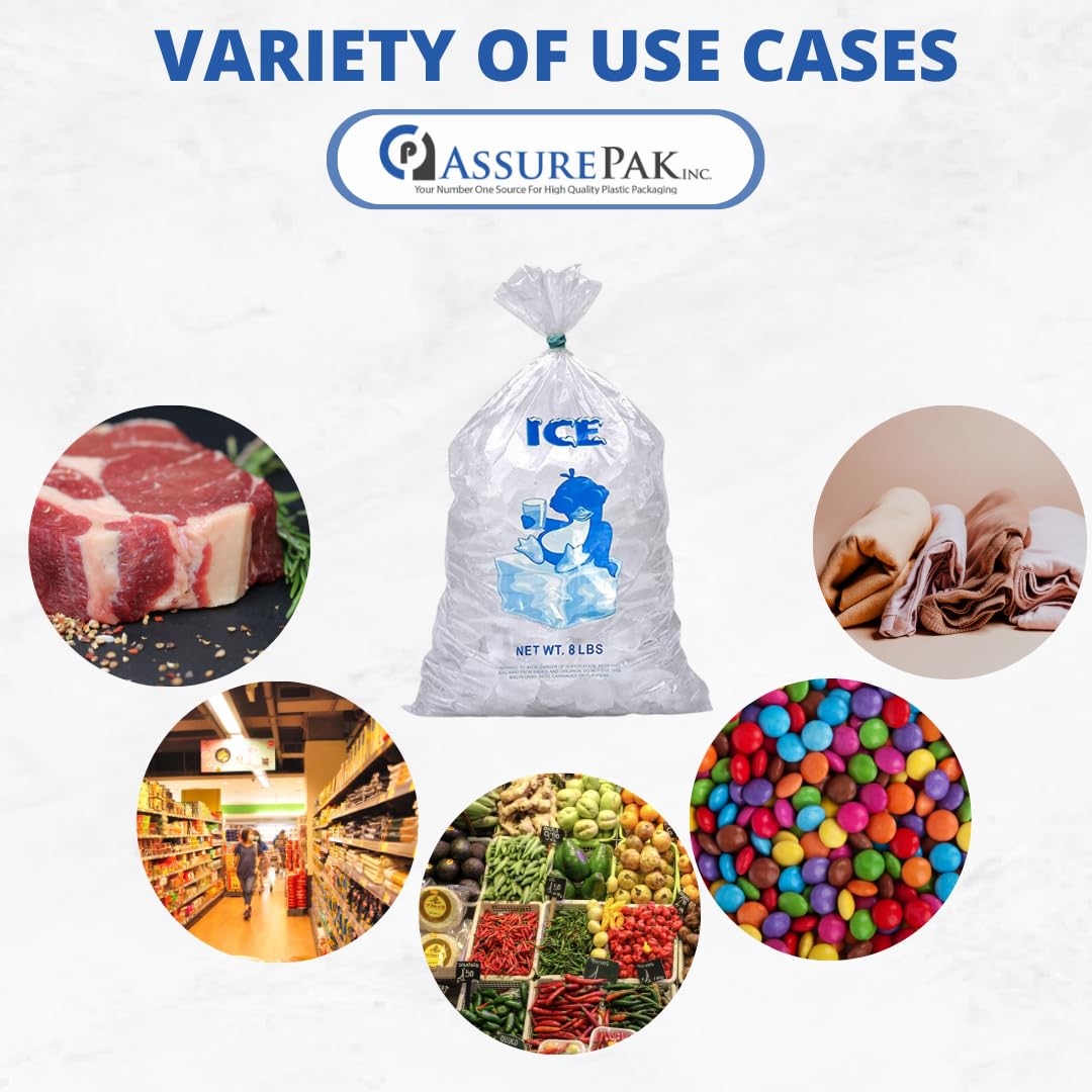 ASSUREPAK 22,7 kg Eisbeutel – 125 Beutel – 45,7 x 91,4 cm – 3,0 mm transparenter Kunststoff – kommerzielle Verwendung, Gefrierschrankaufbewahrung, Lebensmittelqualität Eisverpackung – AssurePak