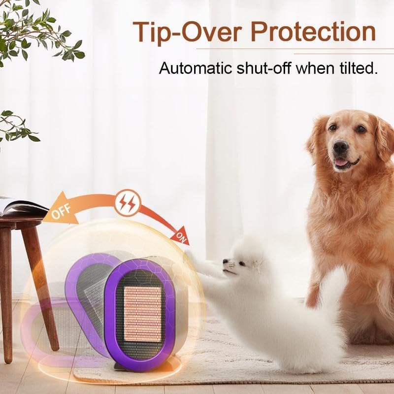 Portable Ceramic Heater with Fan 2 Speed Energy Efficient Indoor Heater with Overheating and Tip Over Safety for Office and Home Use