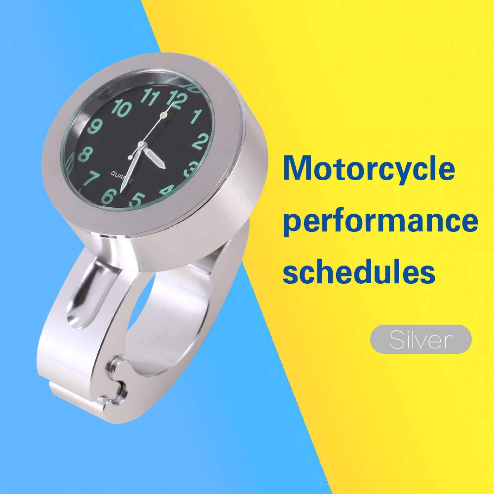 KIMISS Zegar na motocykl wodoodporny for handlebar, srebrny, uniwersalny, podświetlany