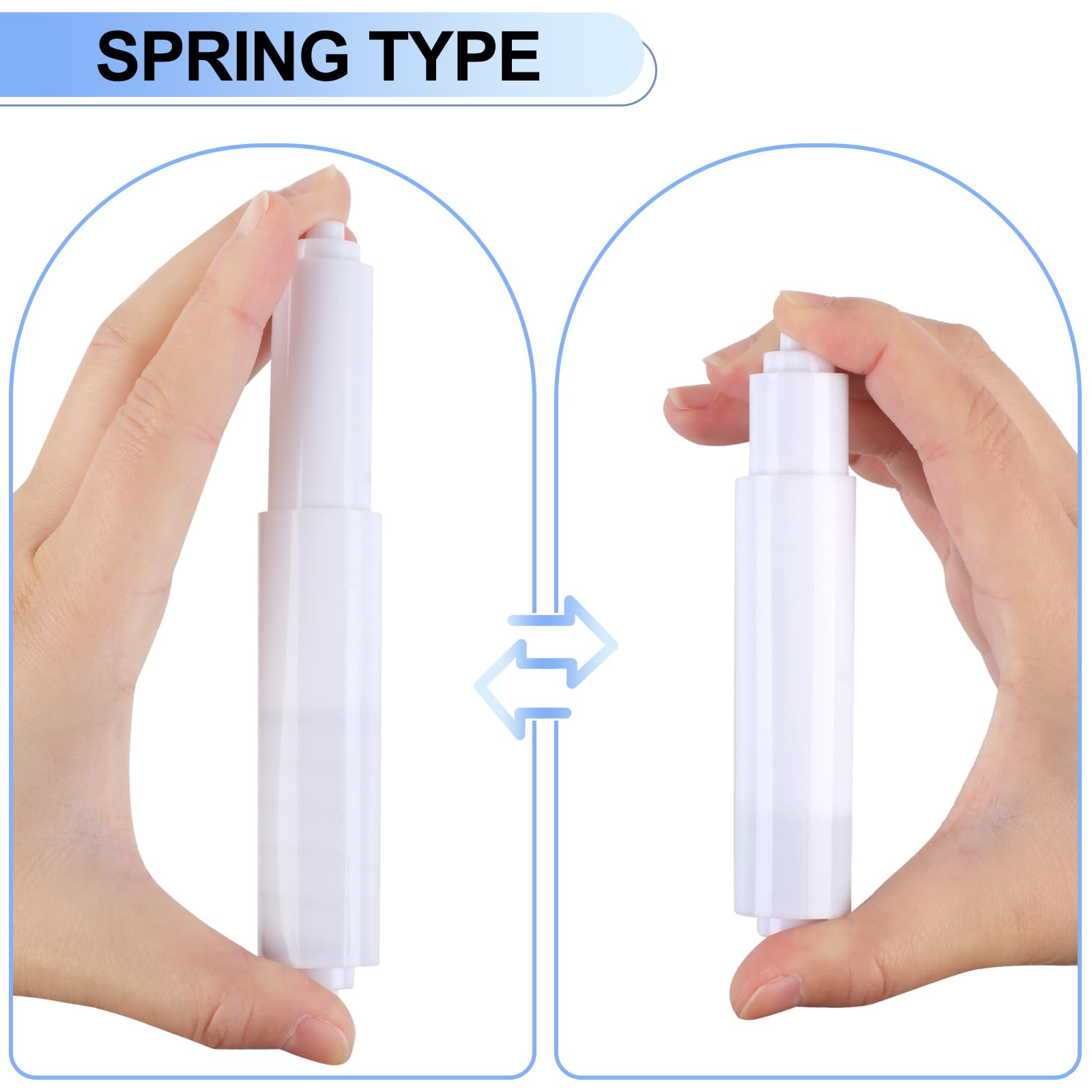 Paquete de 4 soportes para papel higiénico, varilla de resorte, repuesto de rodillo de papel higiénico blanco, varilla de repuesto de plástico para papel higiéni 3