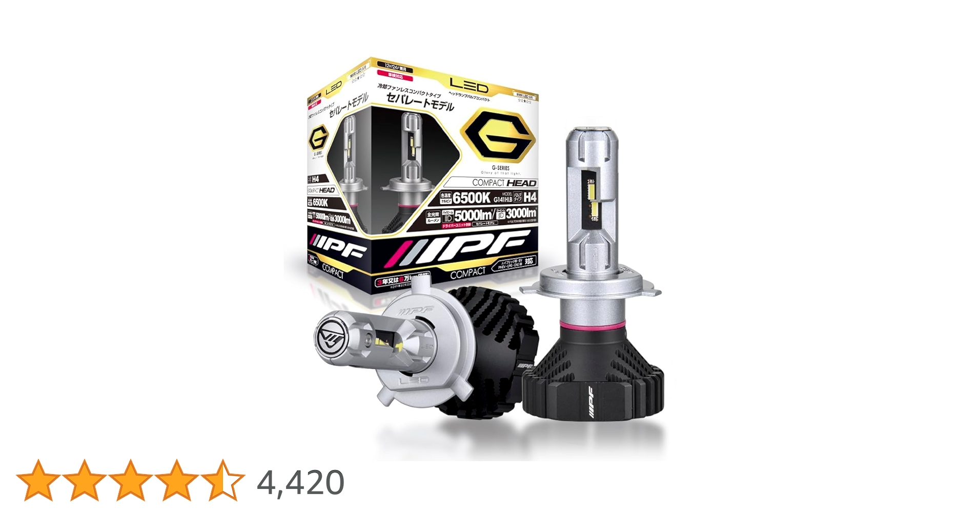 新品未開封品 IPF ヘッドライト G341HLB H4 Hi Lo切替 Amazon | IPF ヘッドライト LED 車用 H4 Hi Lo切替 5400lm