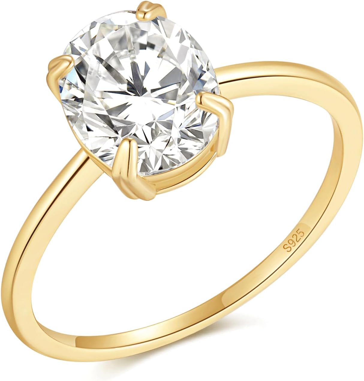 Engagement Rings for Women 925 Sterling Silver 1CT/2CT/3CT Oval Cut Cubic Zirconia 14k Gold Plated CZ Wedding Promise Rings for Her Wedding Bands for Women Lover Size 5-9 - Image 2