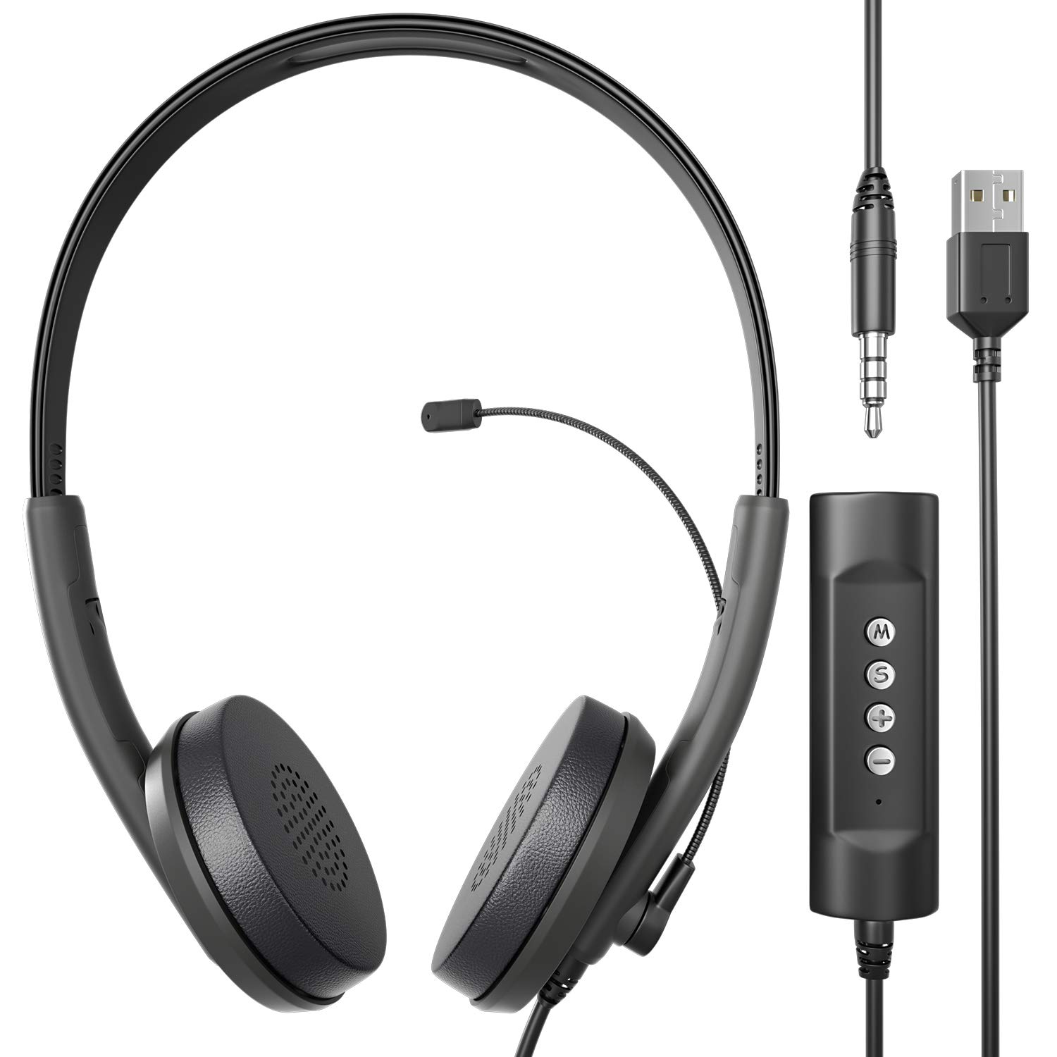 USB Computer Headset with Microphone for Laptop, Newaner 3.5mm