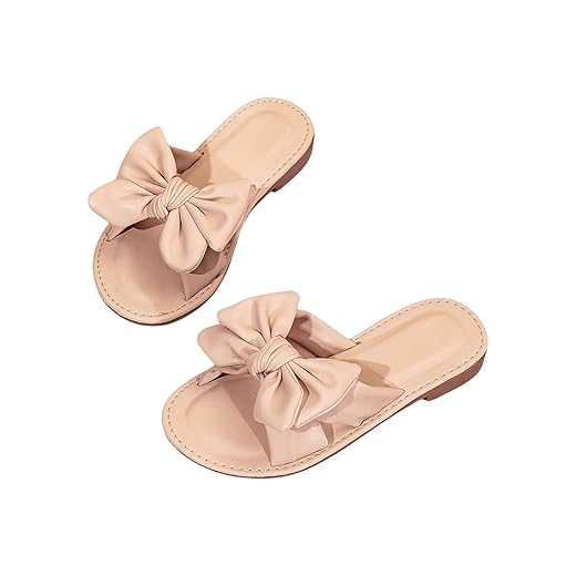 Verdusa Sandália feminina com laço, bico quadrado, casual, verão