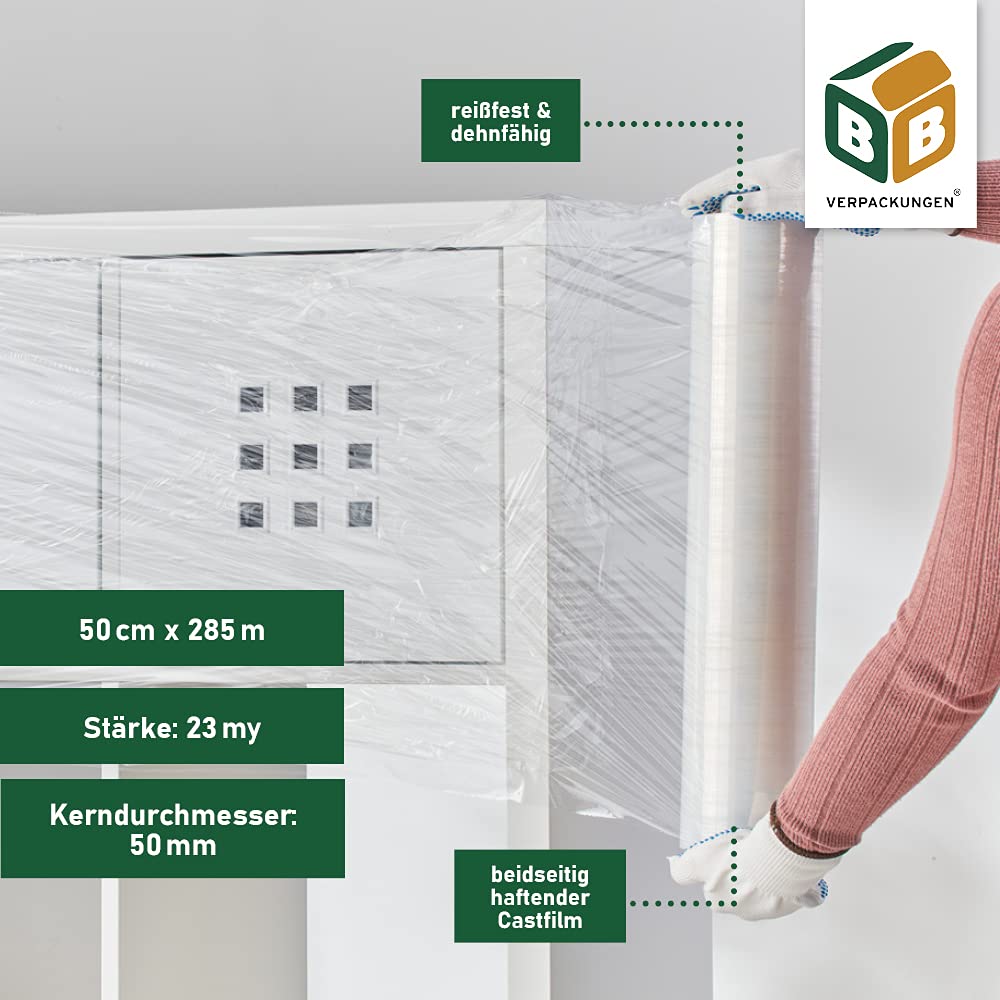 Pellicola Stretch Per Pallet 500mm X 285m - Pellicola Da Imballaggio Manuale Trasparente E Resistente - Foto 3