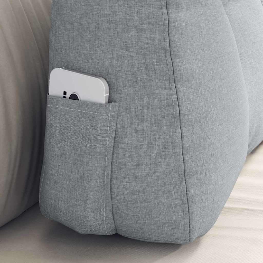 Cojín de respaldo gris claro, 60 x 24 x 50 cm, funda de terciopelo, ergonómico, con cierre de botón y cremallera, para salón, dormitorio, oficina