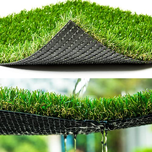 Artificial Grass Synthetic Thick Fake Grass Rug 7 FT x 66 FT, FREADEM Dog Artificial Turf Grass Mat with Drainage, for Outdoor Lawn, Garden, Patio, Landscape, Balcony, Pet Mat, 1.38